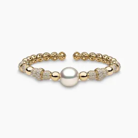 Starlight 18K Gold South Sea Pearl and Diamond Bangle