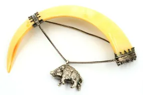 Sterling Silver Boar Brooch