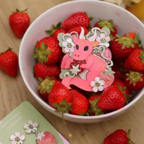 Strawberry Dragon Acrylic Brooch