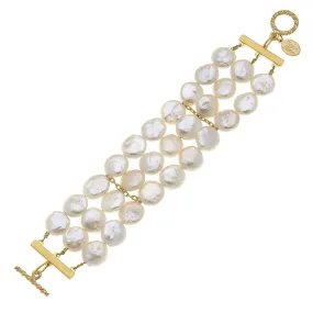 Susan Shaw Coin Pearl Row Bracelet