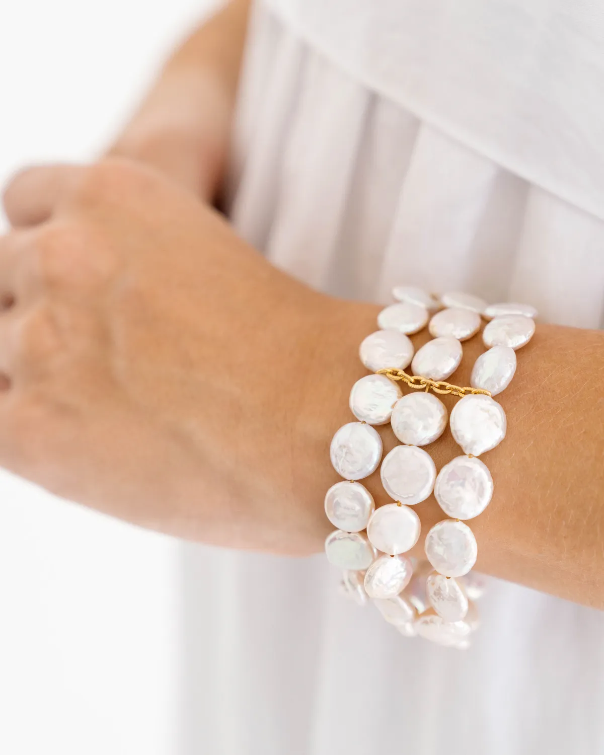 Susan Shaw Coin Pearl Row Bracelet