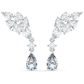 Swarovski Tennis Deluxe Cluster Mixed Pierced Earrings, White, Rhodium plated 5562086