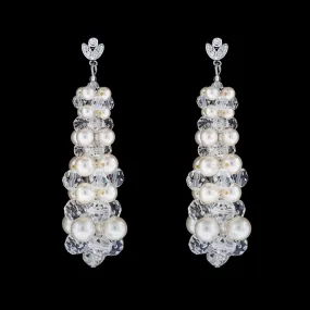 Tapered Crystal & Pearl Drop Earrings