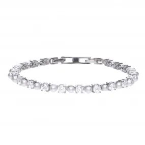 Tennis Bracelet With Pearl & Zirconia B5302