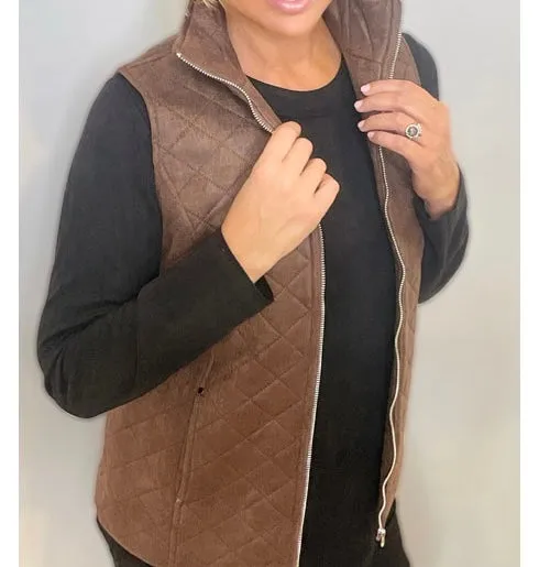 The Diadem Brown Quilted Vest