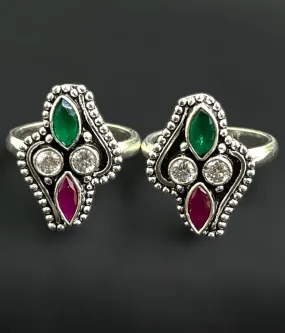 The Pratik Gemstone Silver Toe-Rings