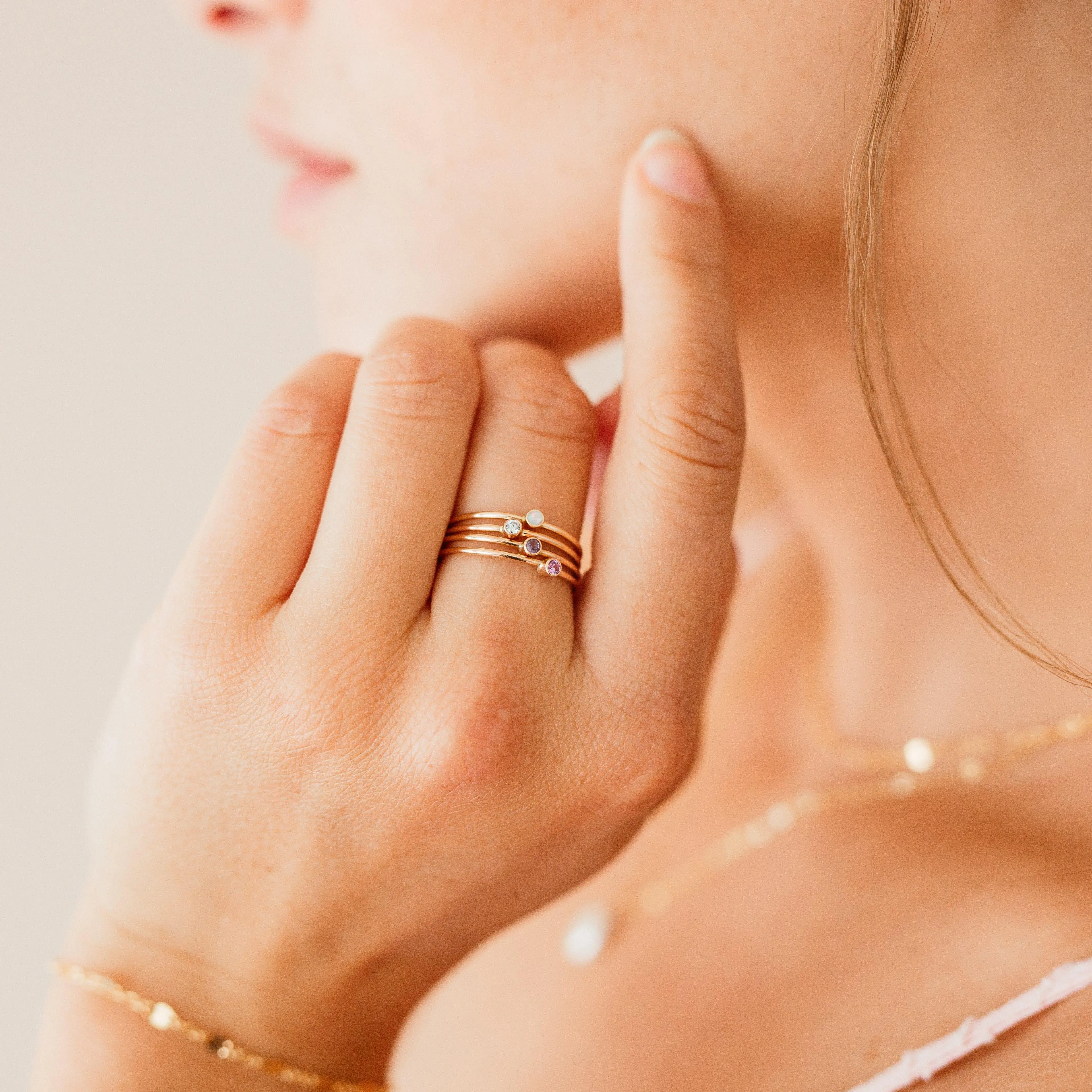 Tiny October Birthstone Ring ∙ Pink Tourmaline