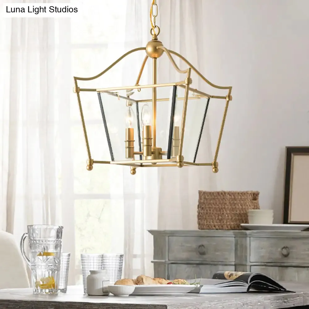 Traditional Gold 4-Light Metal Chandelier - Elegant Candle-Style Pendant for Dining Room