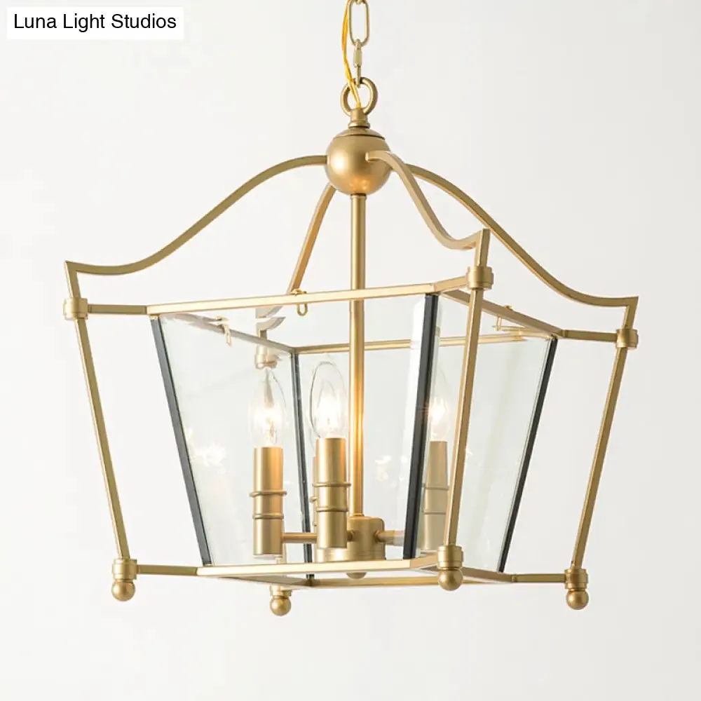 Traditional Gold 4-Light Metal Chandelier - Elegant Candle-Style Pendant for Dining Room