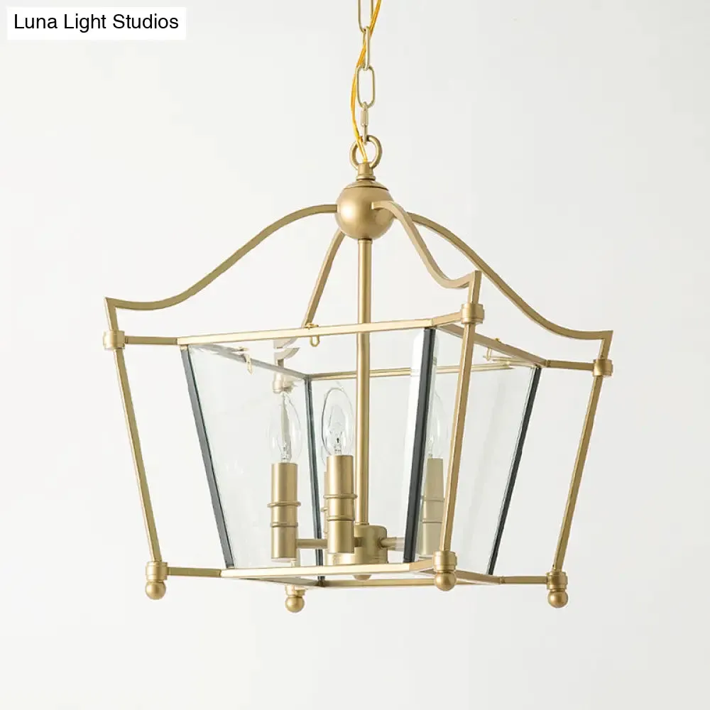 Traditional Gold 4-Light Metal Chandelier - Elegant Candle-Style Pendant for Dining Room