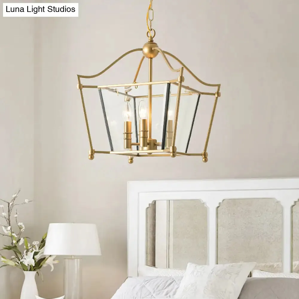 Traditional Gold 4-Light Metal Chandelier - Elegant Candle-Style Pendant for Dining Room