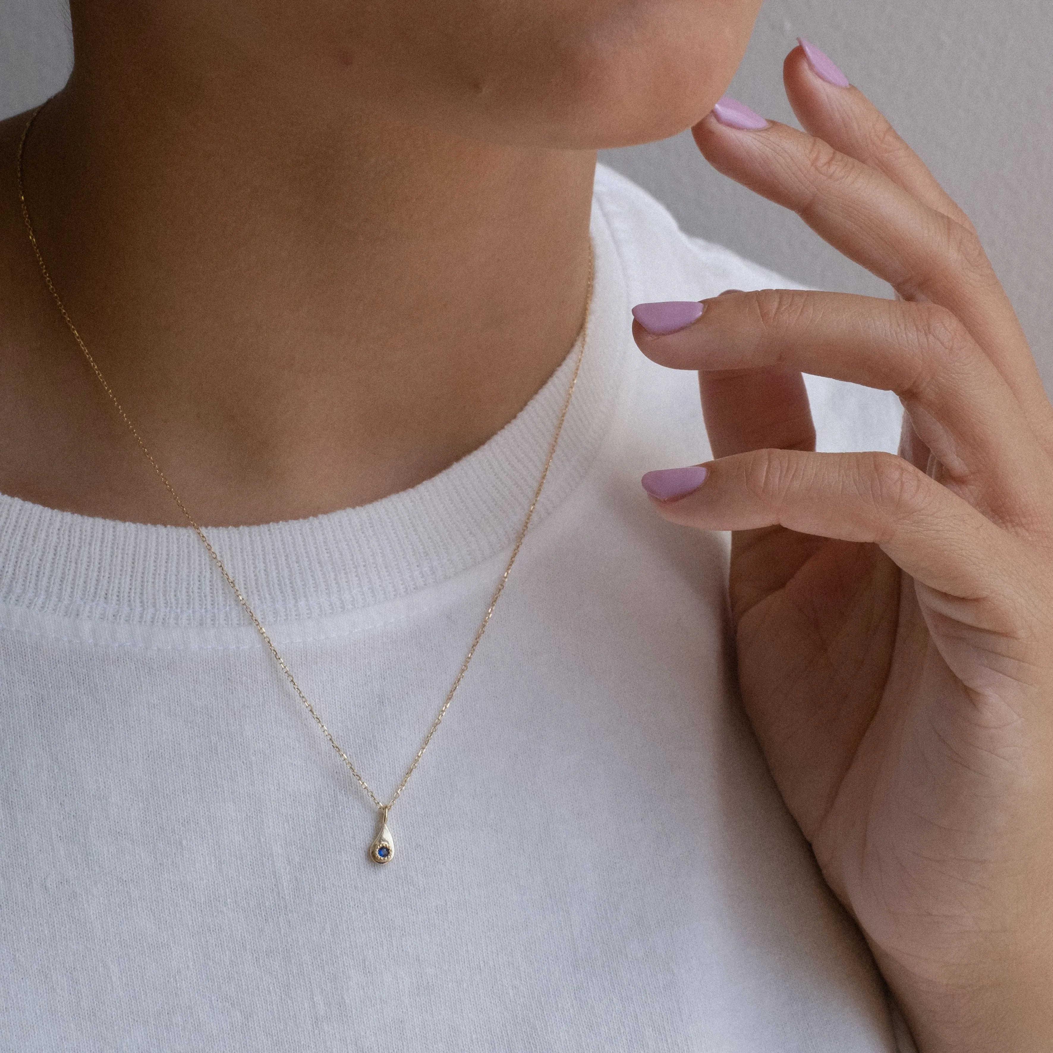 Twisted Teardrop Sapphire Necklace (ready to ship option)*