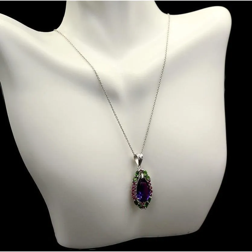 Unique Multi-Gemstone Pendant in Sterling Silver