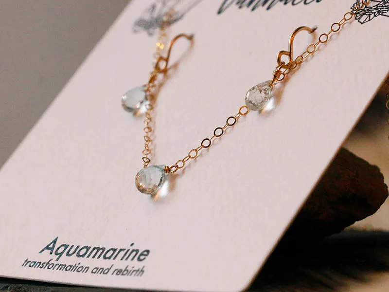 Vannucci Gold Aquamarine Teardrop Set