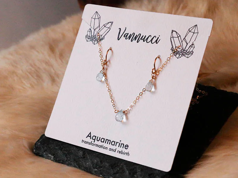 Vannucci Gold Aquamarine Teardrop Set