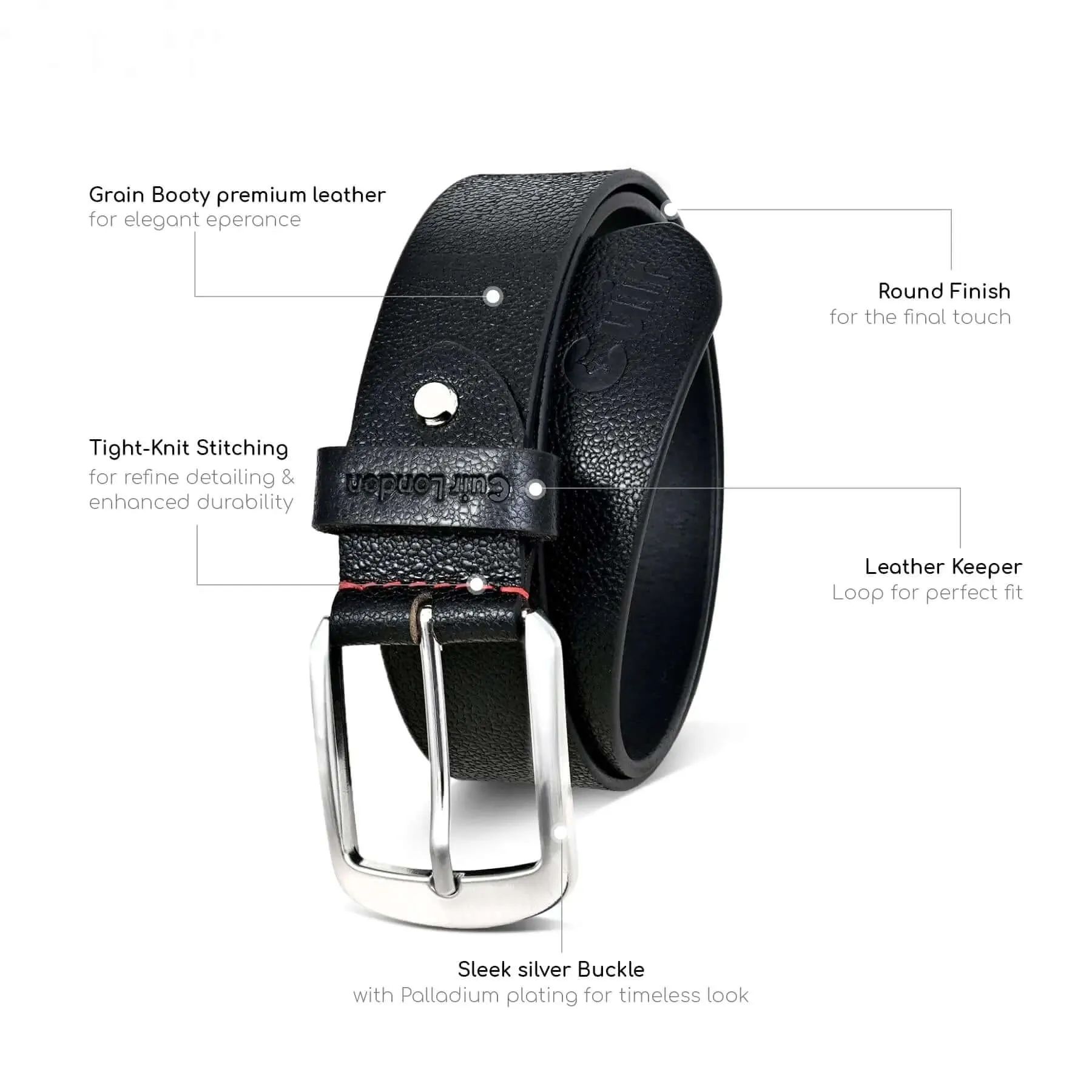 Versatile Black Casual Leather Belt for Men: Sizes 30" to 46"