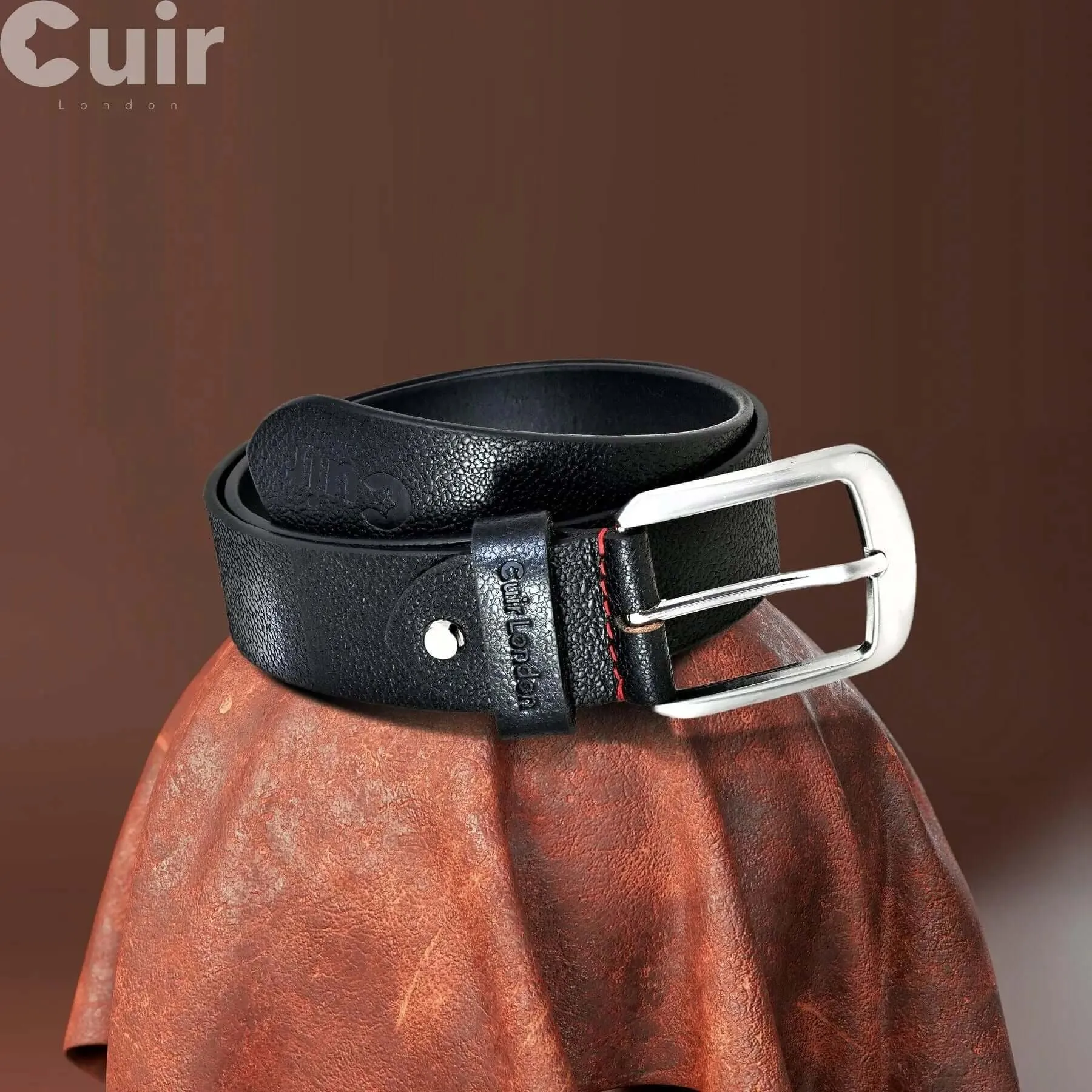 Versatile Black Casual Leather Belt for Men: Sizes 30" to 46"