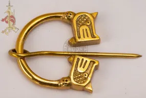 Viking Brass Cloak Clasp - Midgard Serpent