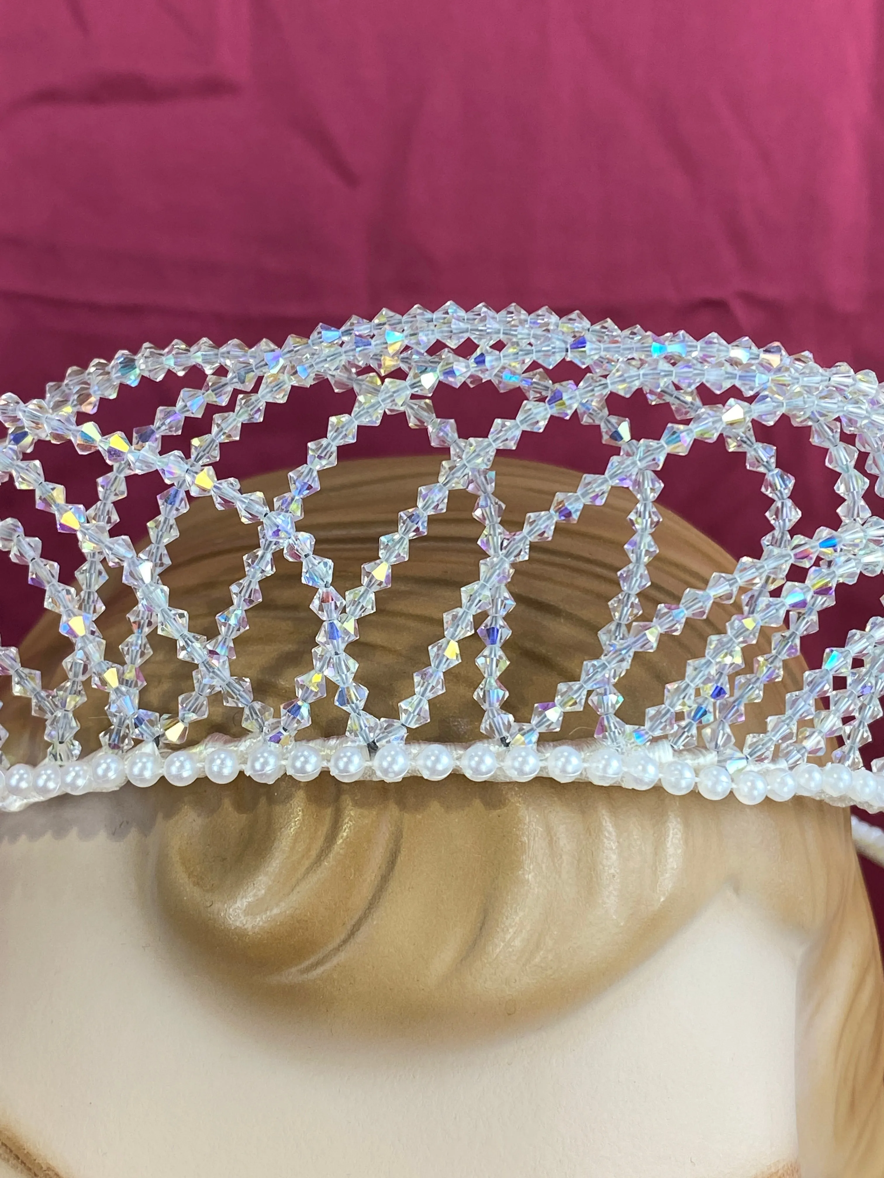 Vintage 80s/90s Crystal and Pearl Bridal Diadem