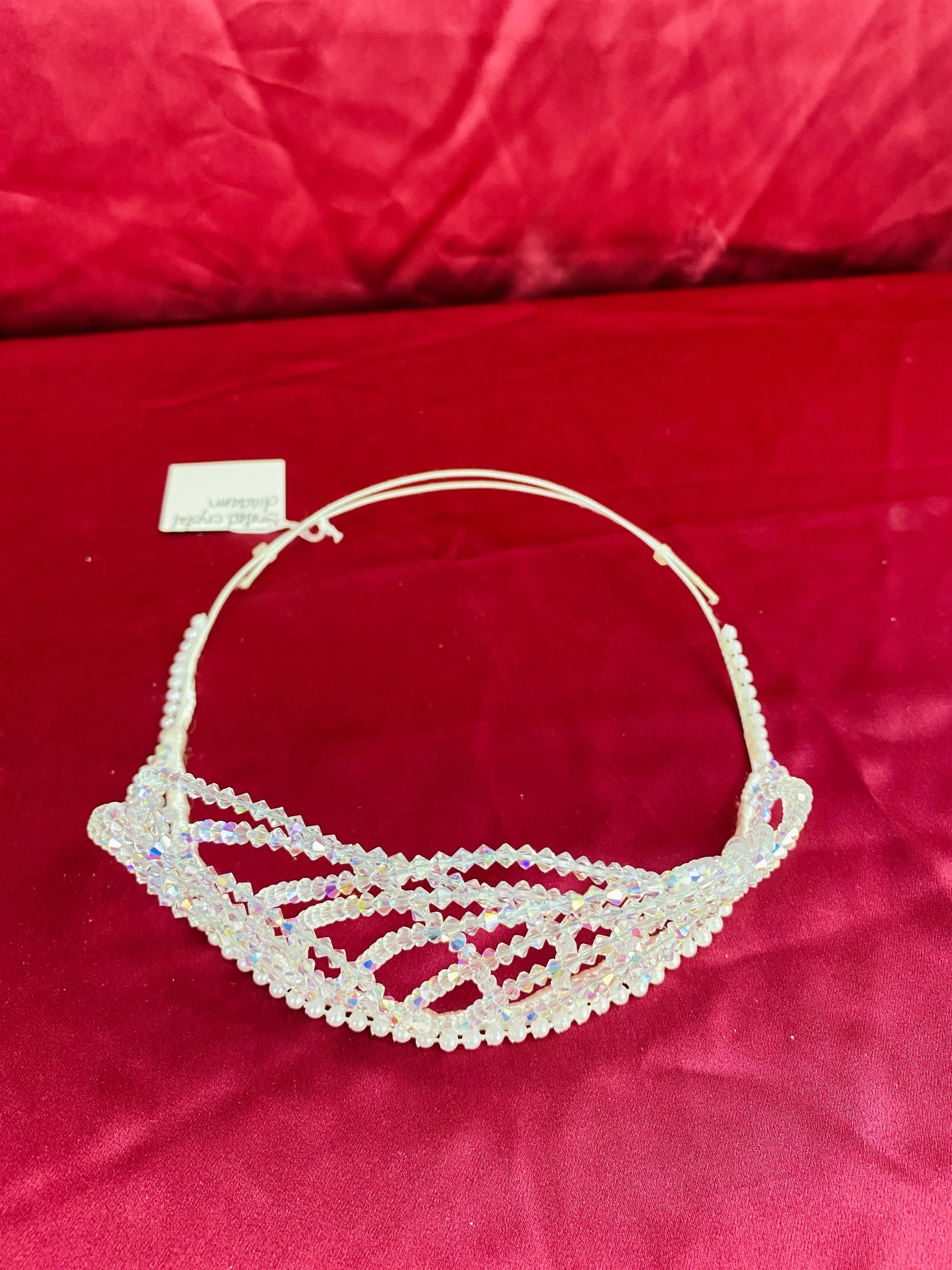 Vintage 80s/90s Crystal and Pearl Bridal Diadem