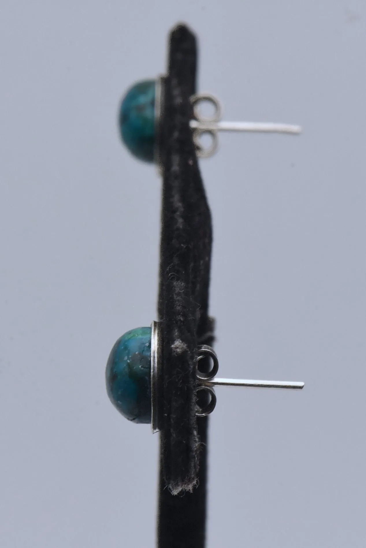 Vintage Chrysocolla Sterling Silver Stud Earrings