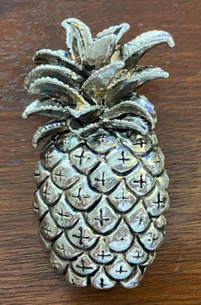 Vintage Silver Heavy Metal Pineapple Brooch Pin Pendant