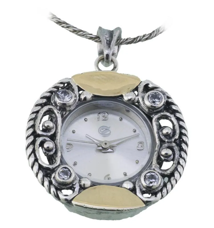 Watch Necklace - Gold & Sterling Silver Made In Israel