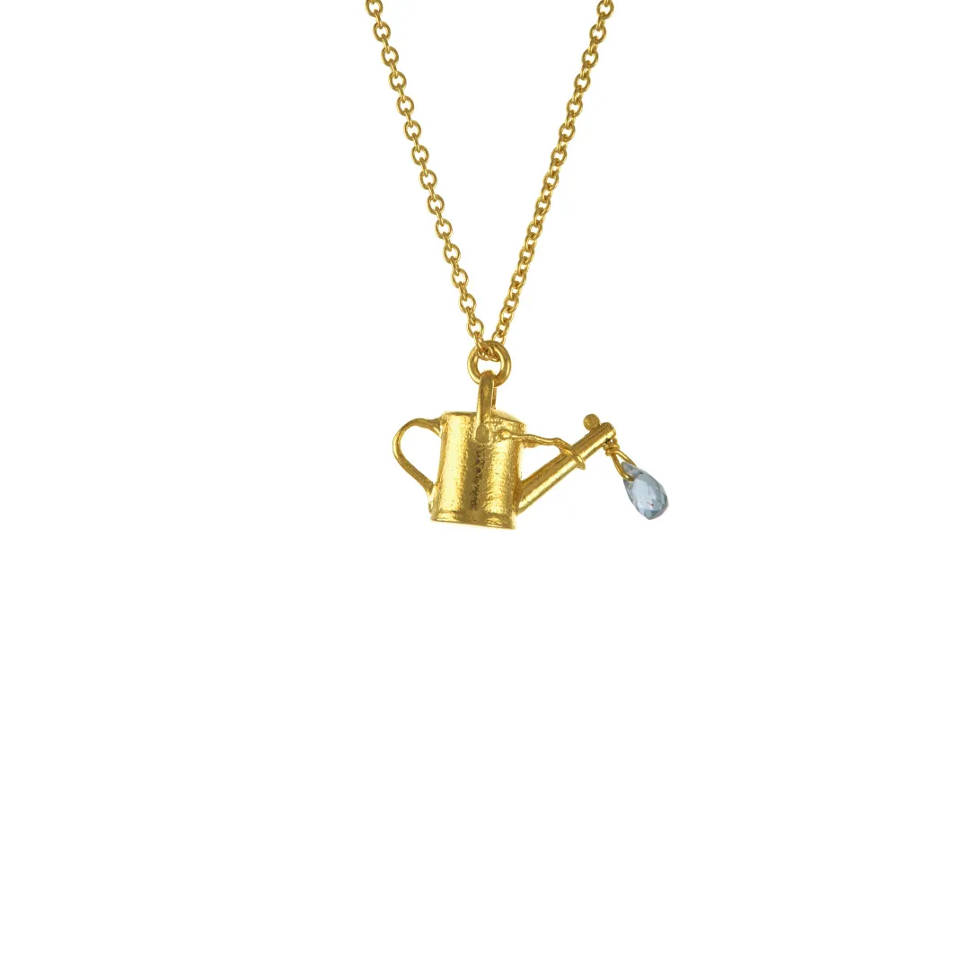 Watering Can Necklace in Gold Plate