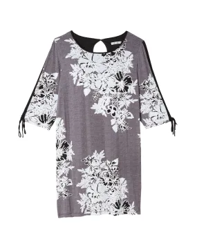 Wayne Puff Print Shift Dress | Light Grey / White