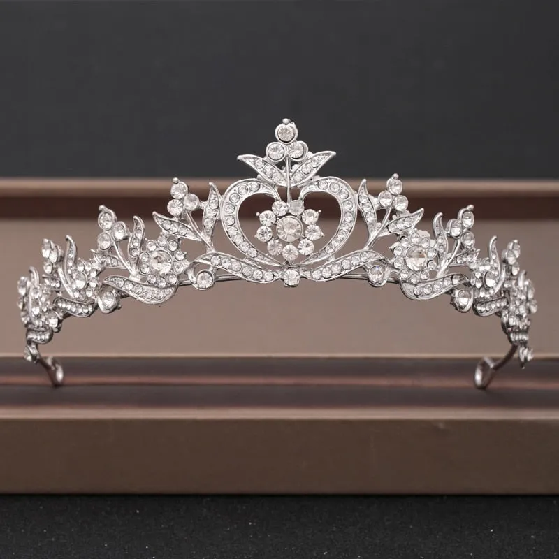 Wedding Crown Hairpiece adorned with Gold and Crystal Accents