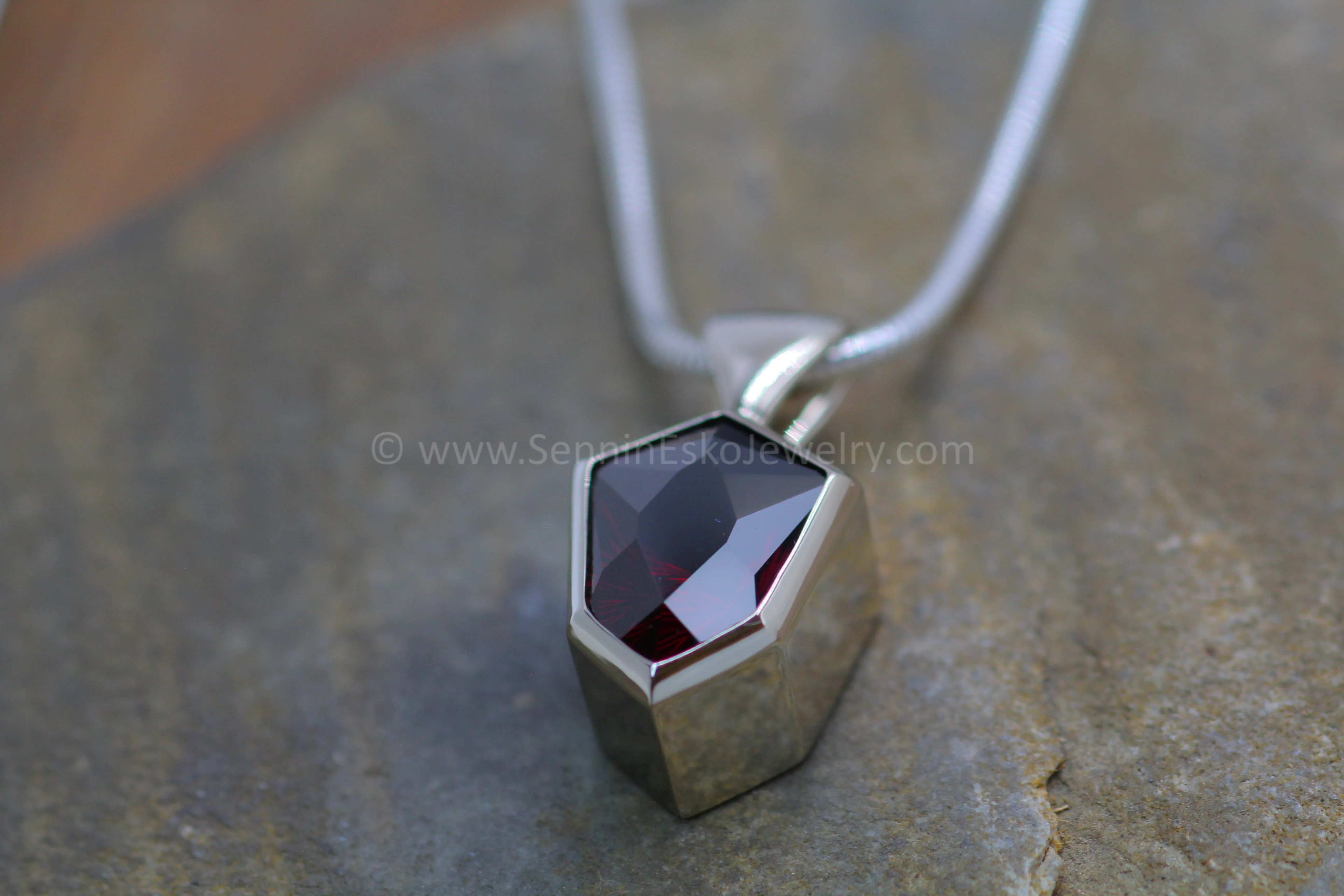 White Gold Pendant for Large & Very Large Sized Gems - Depicted with a Fantasy cut 12 Carat Rhodolite Garnet(Setting Only, Center Stone Sold Separately)