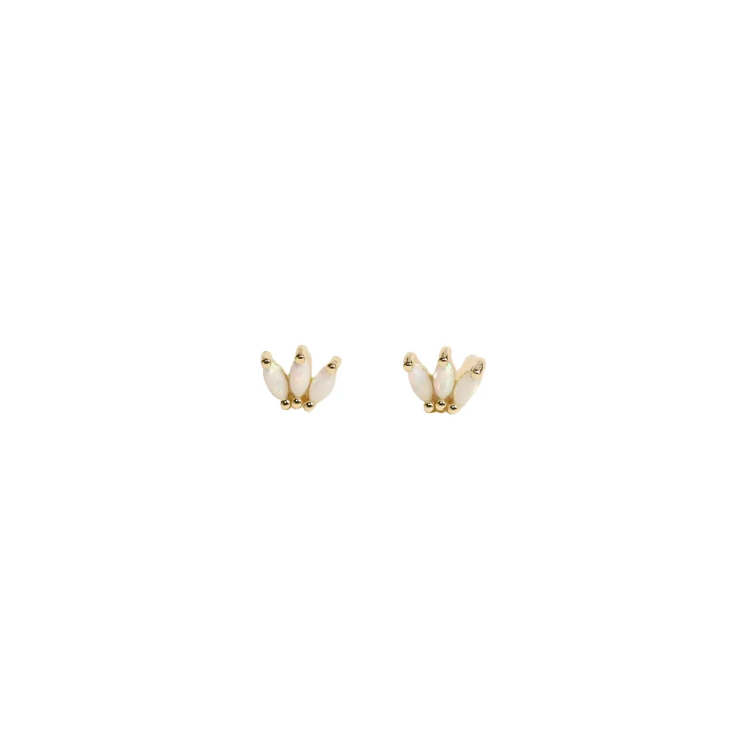 White Opal Crown Studs