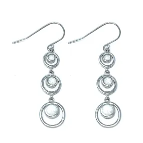 White Opal Sterling Silver Circles Dangle Earrings