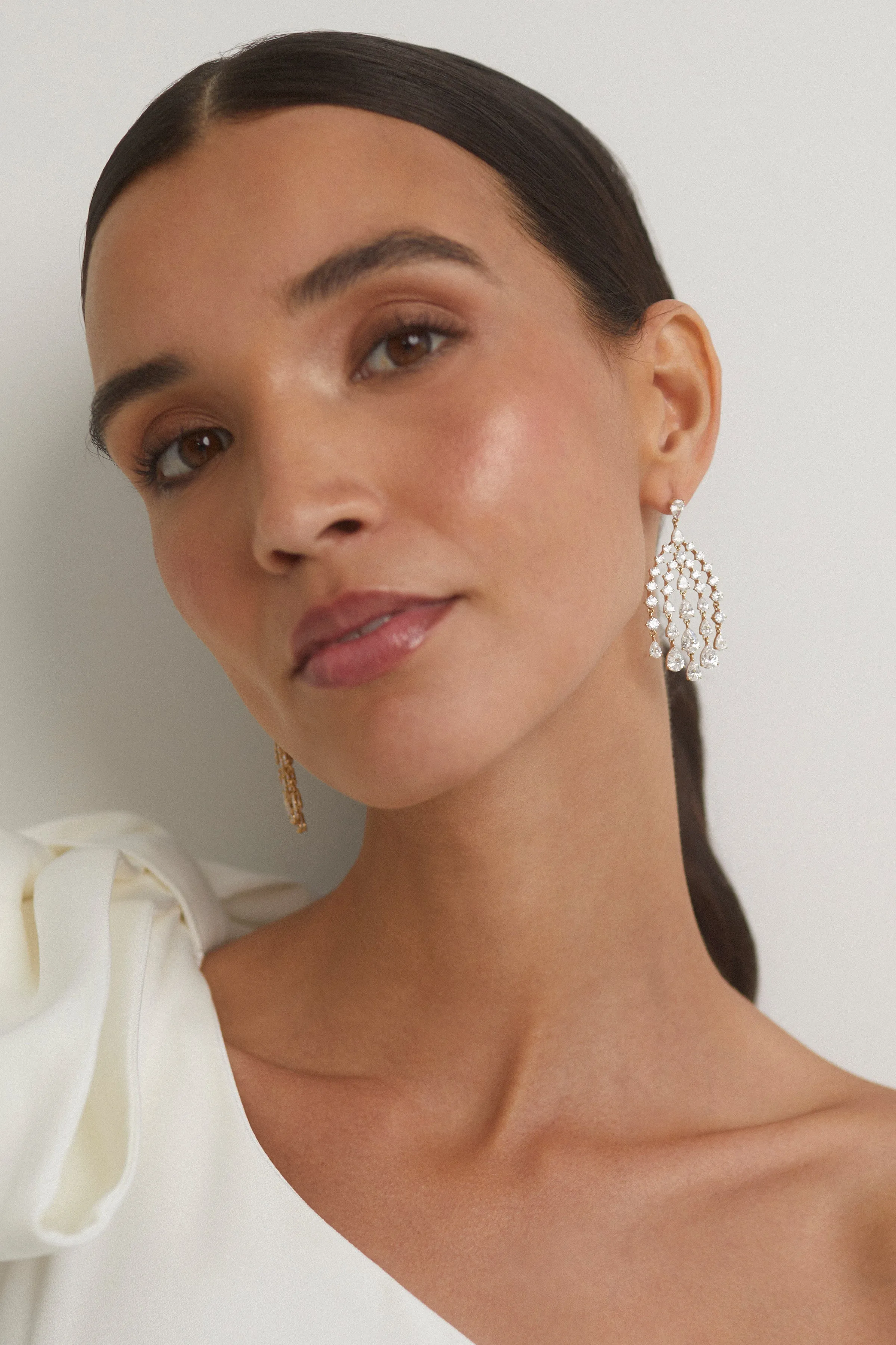 WILLOW GRADUATED CZ DROPS WATERFALL CHANDELIER EARRINGS