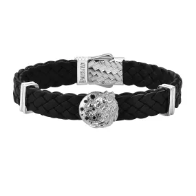 Wolf Leather Bracelet in Silver