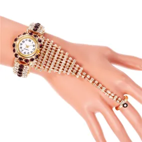 Women's Diamond Claw Chain Ring Set Watch Women's Wrist Watch