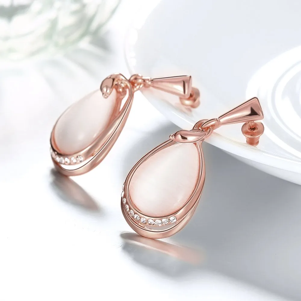 Yellow Chimes High Grade Austrian Crystal 18K Rose Gold Plated Designer Earrings for Girls and Women