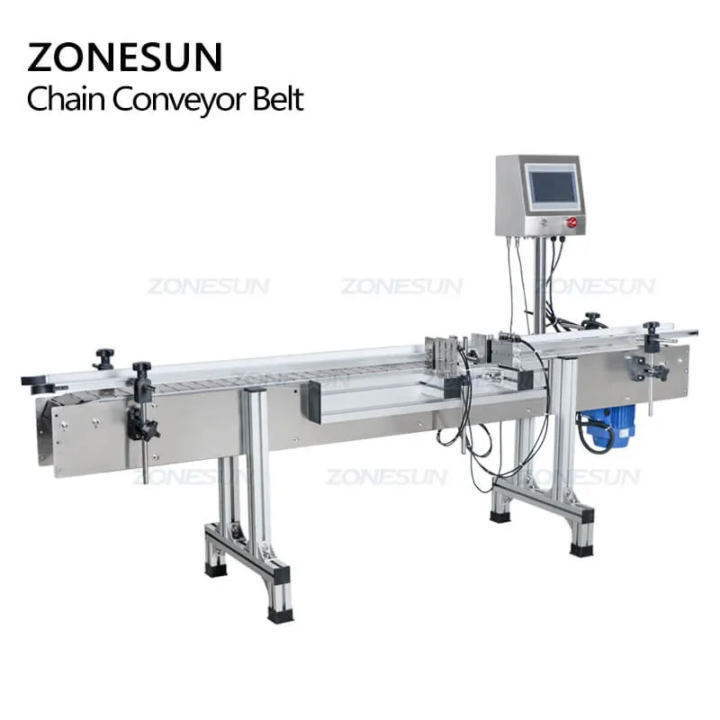 ZS-CB100P Automation Chain Flat Conveying Machine Conveyor Belt For Filling Machine Production System